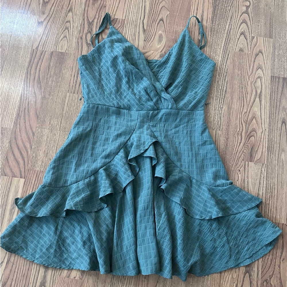 Trixxi Turquoise Tiered Layered Ruffled Mini Sundress Spaghetti strap